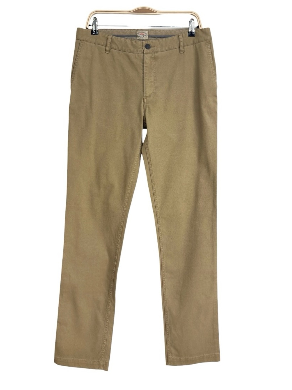 Faherty Stretch Chino Pants Mens 32 Khaki Tan Straight Leg Casual Cotton Blend